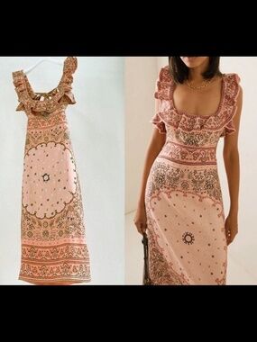 slim fit dress slacks Modern ZIMMERMANN Deadstock Pleated Floral Dress
